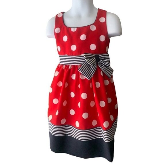 Bonnie Jean Girls Polka Dots Minnie Mouse Dress Size 3T Red White Zip Sleeveless - Picture 1 of 8